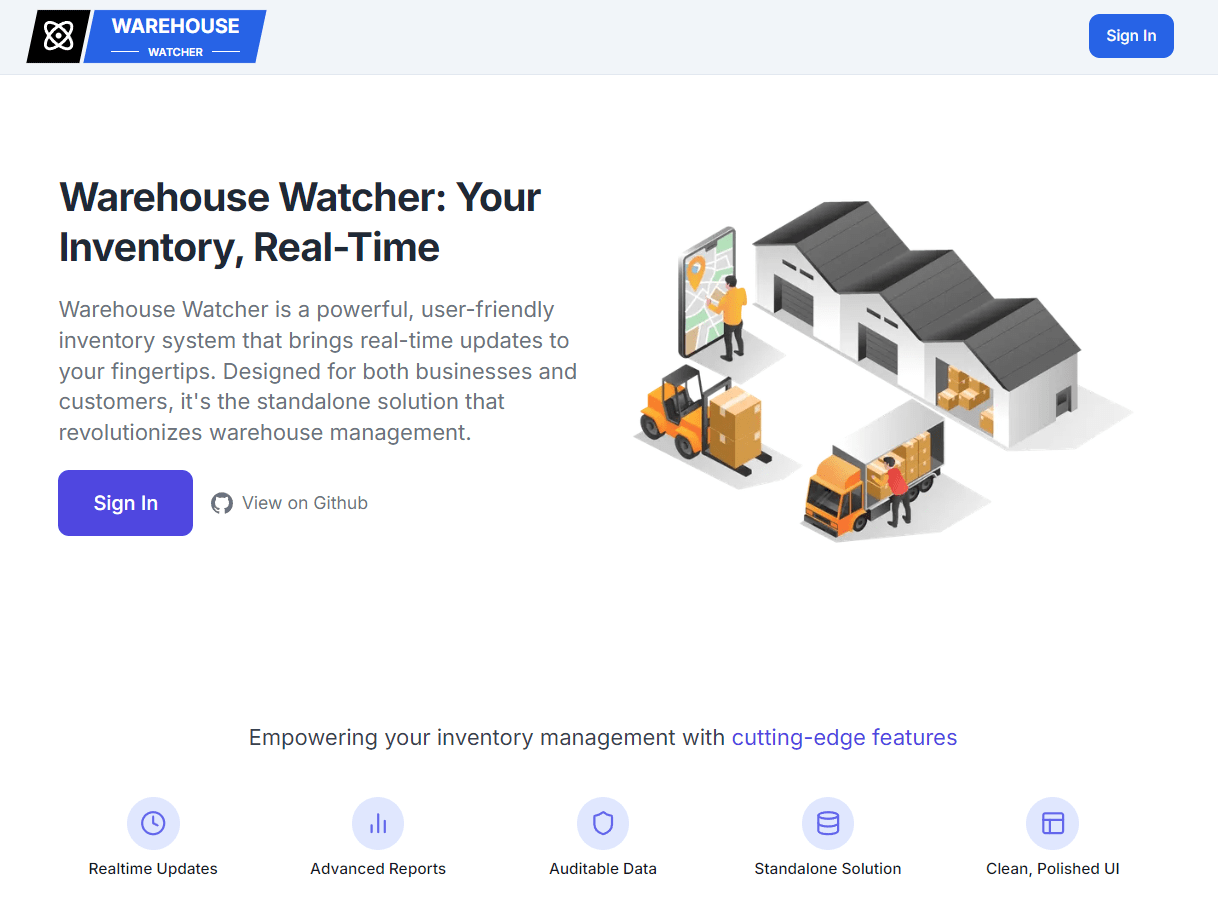 Warehouse management platform with real-time dashboards